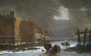 Jan Asselijn Frozen Moat Outside City Walls Spain oil painting artist